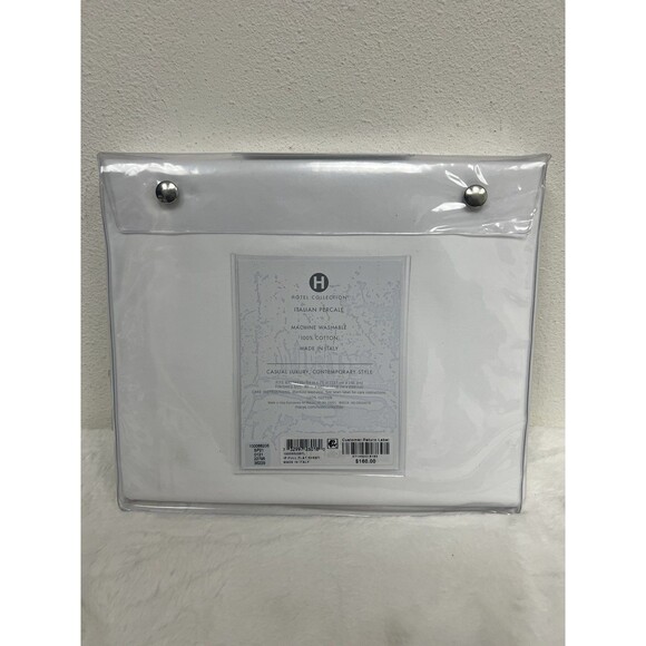 Hotel Collection Italian Percale Cotton FULL FLAT SHEET ONLY White/Black $160 - Picture 2 of 3